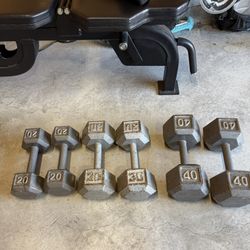 Set of 20lb, 30lb & 40lb Dumbbells