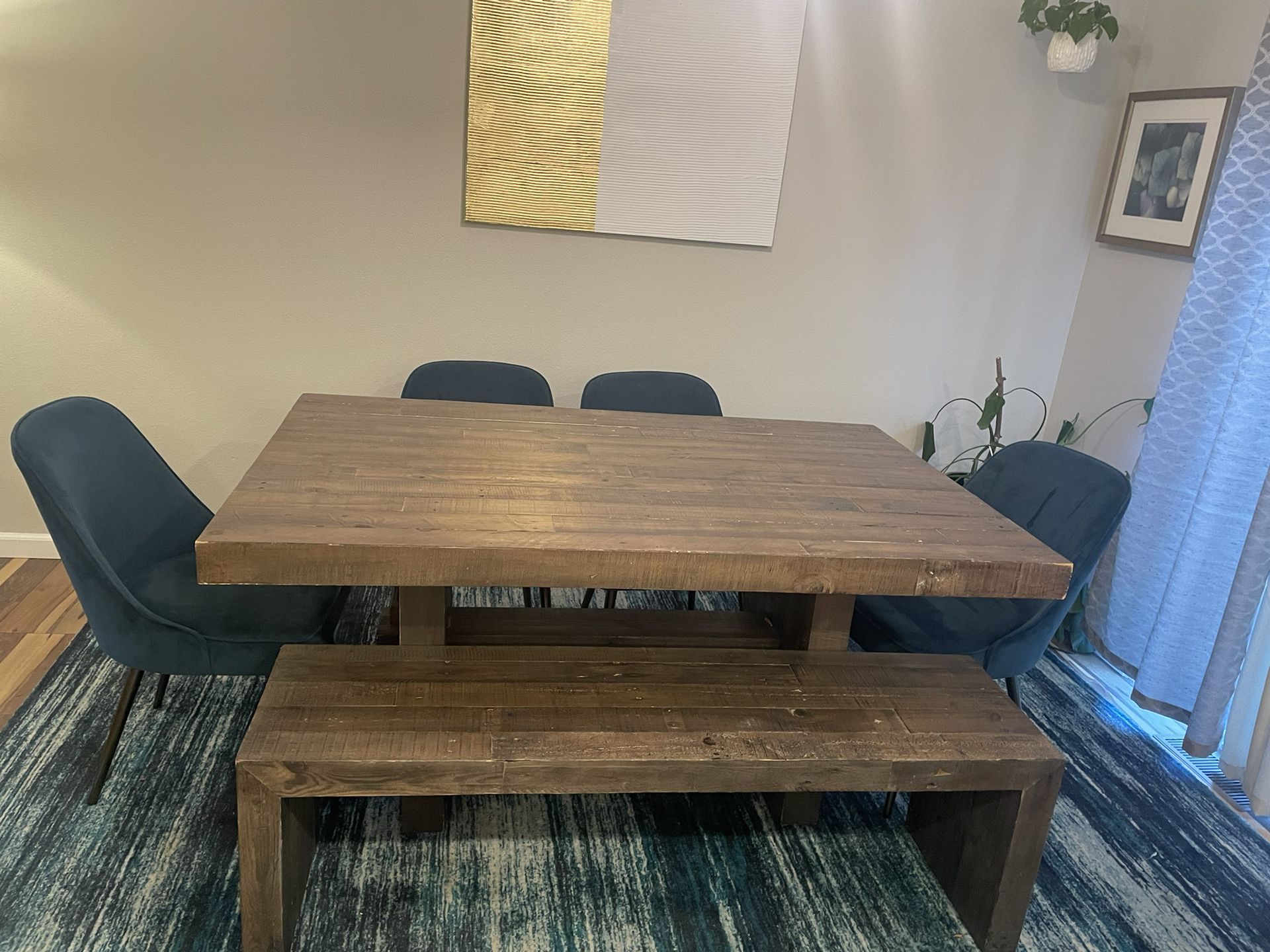 West Elm Dining Table, Chairs & Bench