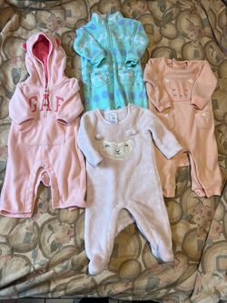 Baby Gap and Carter’s Fleece Baby Girl One Piece Rompers