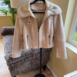 Short Waist, Suede, Fleece Lined Guess Jacket $15