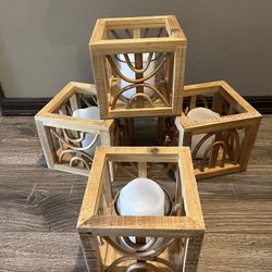 4 Wood Lanterns
