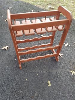 Wine rack Serving end table solid Cherry wood
