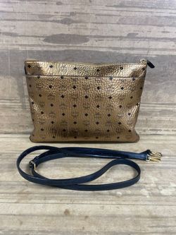 MCM Metallic Gold Visetos Coated Canvas Crossbody (188521-1)