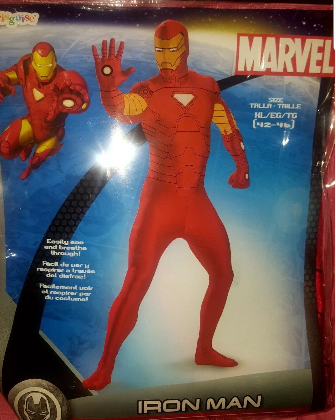 Avengers Iron Man Deluxe Halloween Costume Morph Skinovations Adult Men's Guys XL 42-46