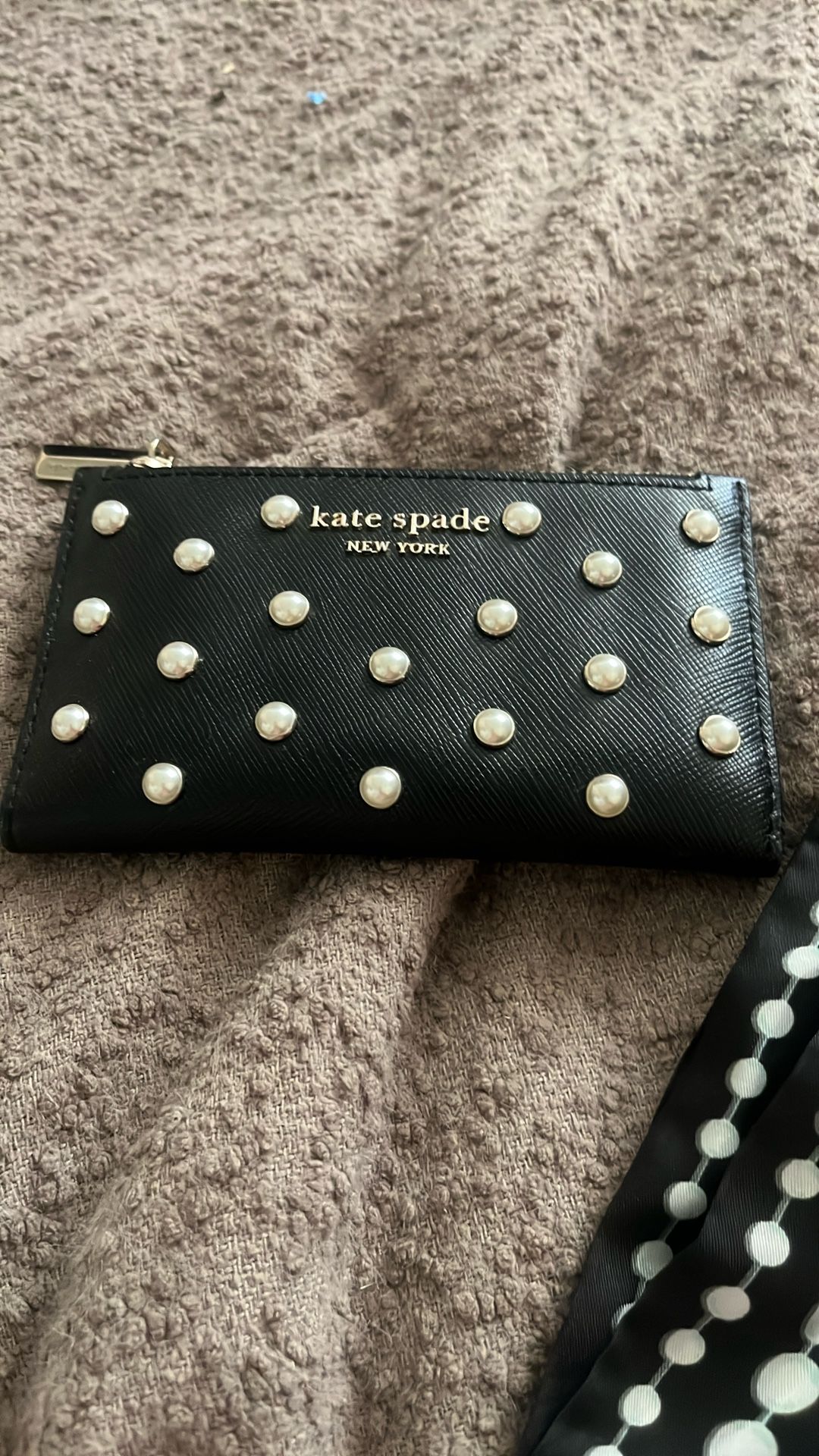KATE SPADE WALLET WITH PEARLS &  Bag Scarf 