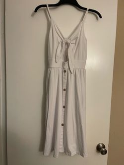 White Midi Sundress with Tie Back
