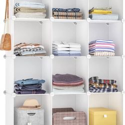 Closet Organizer, 12-Cube Closet Organizers and Storage, Portable Closet Shelves, Clothing Storage (White