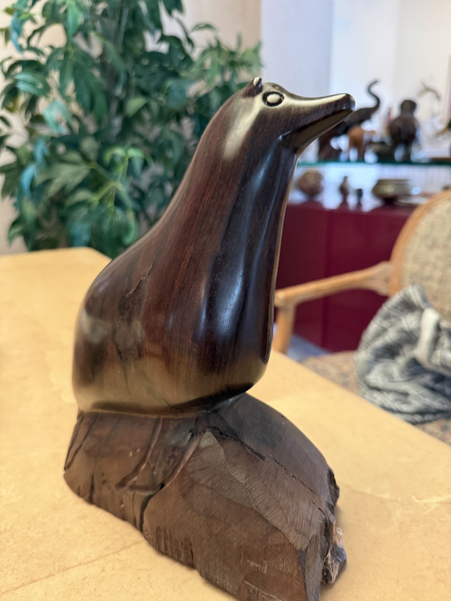 Hand Carved Ironwood Seal - Animal Sculpture – 10” Tall