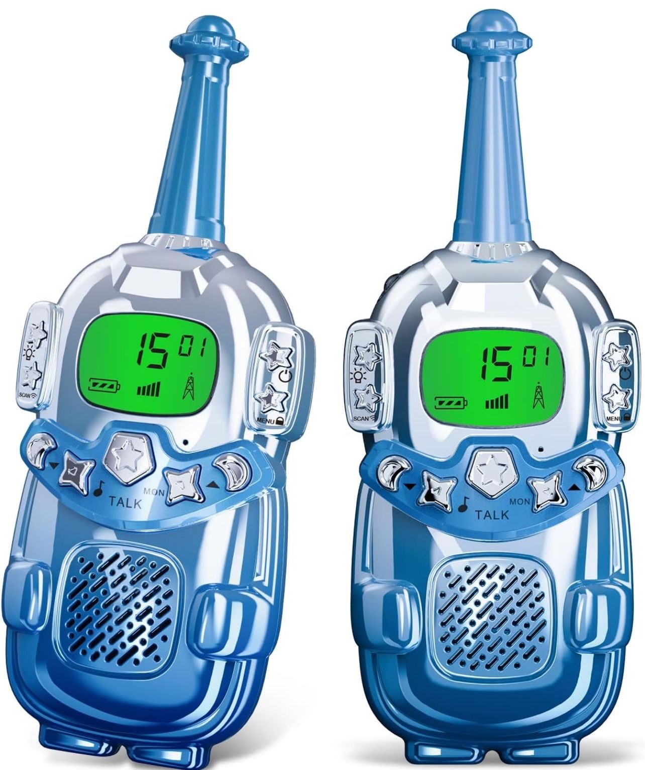 Mini Robot Kids Walkie Talkies 2 Pack,Walkie Talkies for Kids with Backlit LCD Flashlight,3-12 Year Boy Girl Gift,Birthday Christmas Toy Gift,3 KM Ran