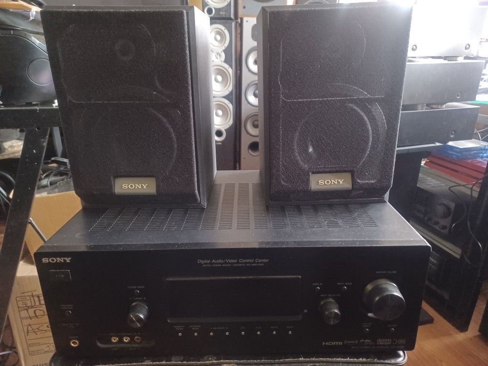 SONY STR-DG720 7.1 CHANNELS AV HDMI RECEIVER AND SONY WIRED BOOKSHELF SPEAKERS $250 FINAL PRICE SEE 👀 ALL PICTURES 