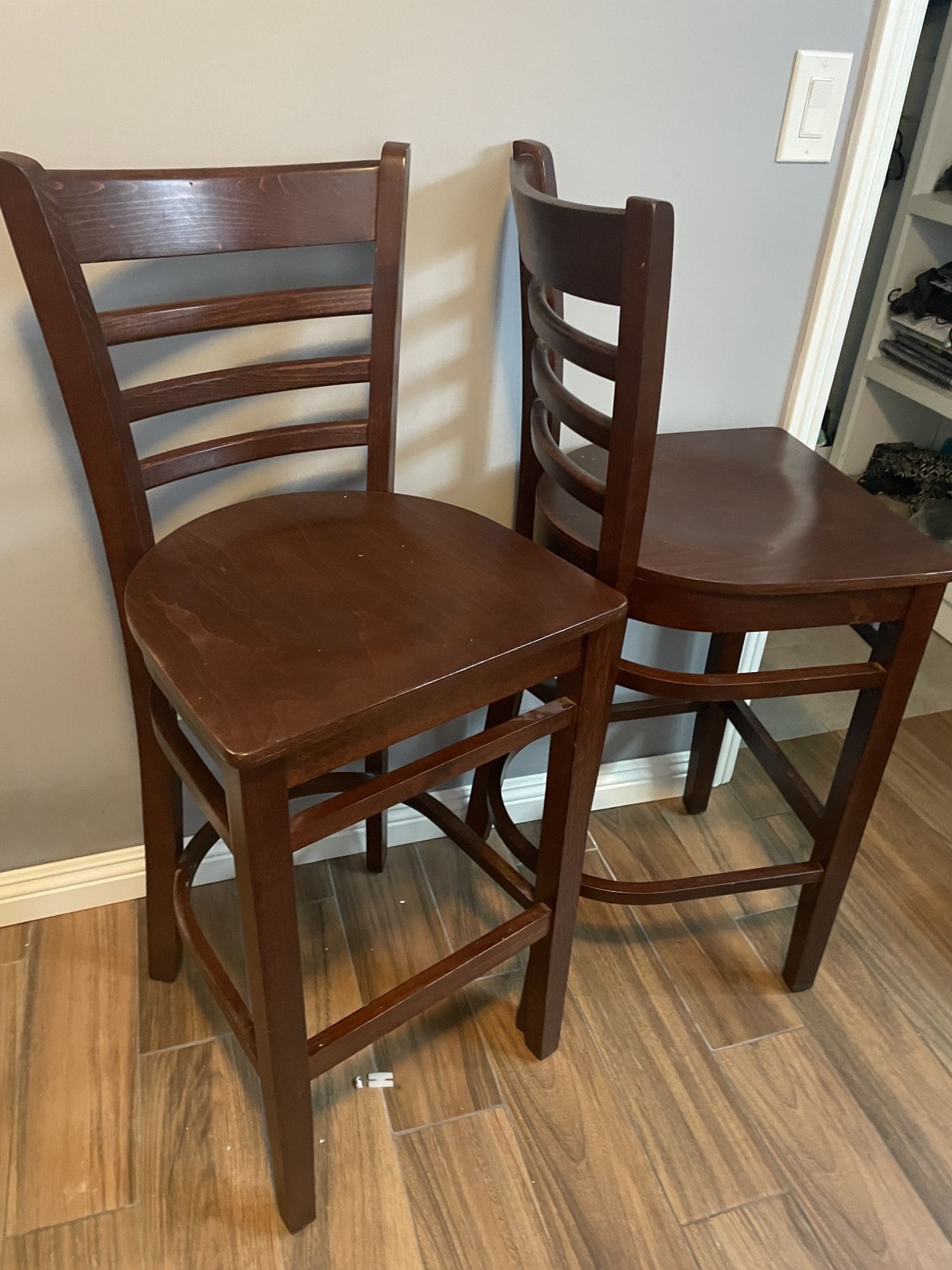 Bar Stools Wood Chairs - Brown