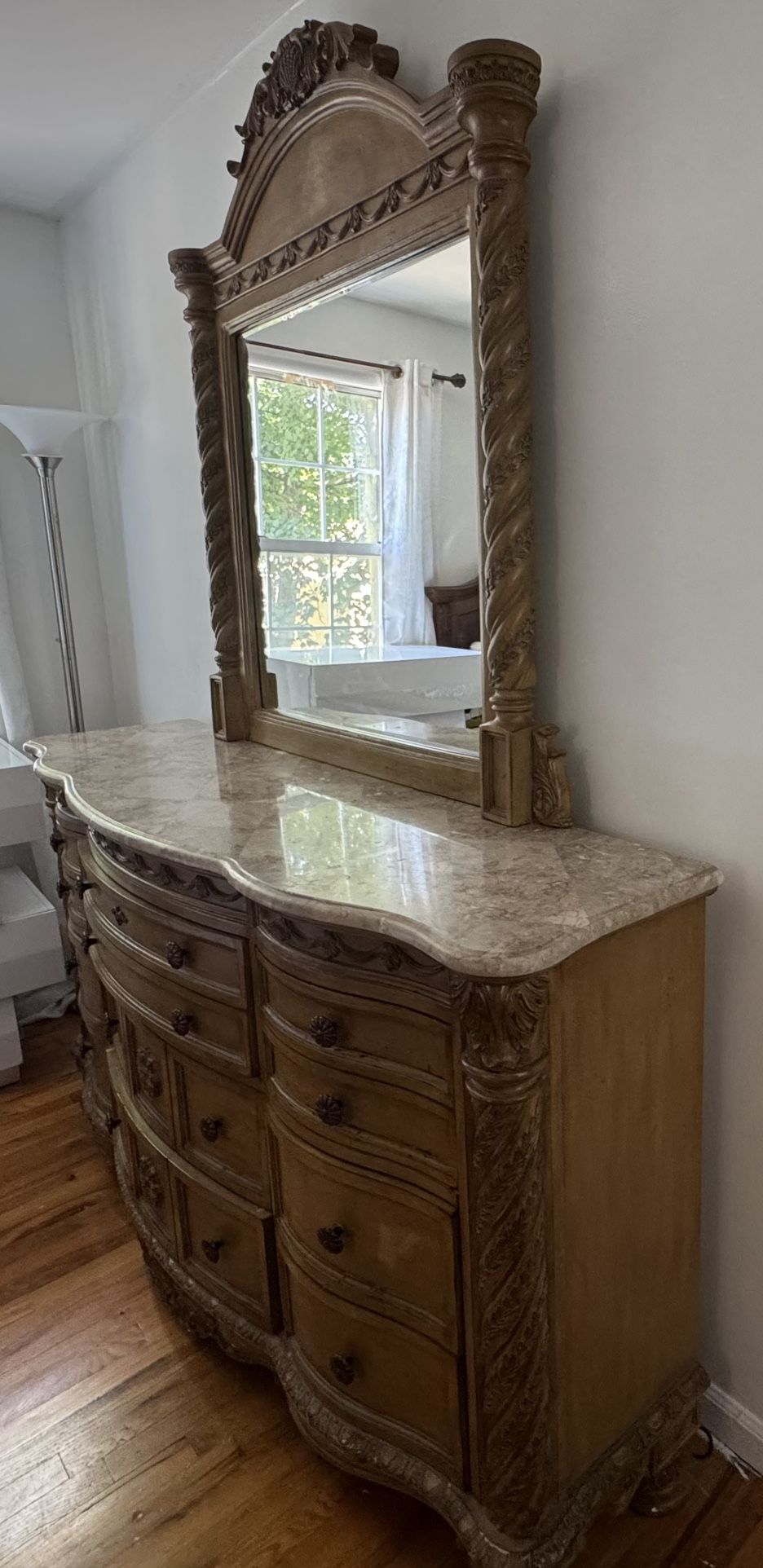 Dresser With Marble Top and Mirror