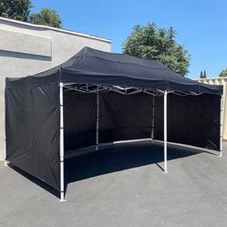 New in box $225 Heavy-Duty Black 10x20 FT Canopy with (4 Sidewalls) Ez Pop Up Outdoor Party Tent w/ Carry Bag