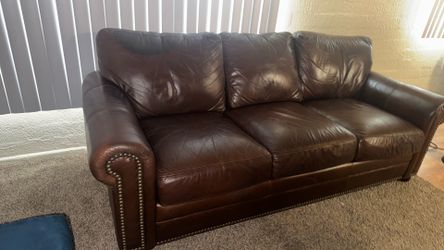 Brown leather couch