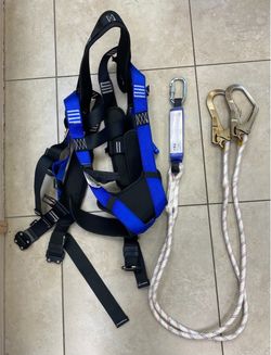 TRSMIMA Full Body Safety Harness w/ Dual Leg Shock Absorbing Lanyard