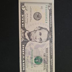Series 2017 A $5 bill / low serial