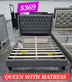 BRAND NEW QUEEN PLATAFORM BED FRAME WITH MATRESS INCLUDED$389