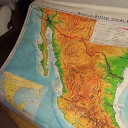 LARGE 1967 PULL DOWN MAP OF MEXICO 