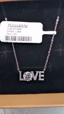 1.0 Carat TW LOVE Moissanite Pendant Sterling Silver Necklace