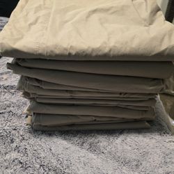 12 Olive Green Drapery Panels And Rods