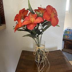 Fake Hibiscus Flowers And Vase
