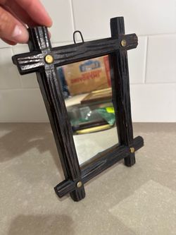 Vintage Small Rustic Wood Framed Wall Mirror