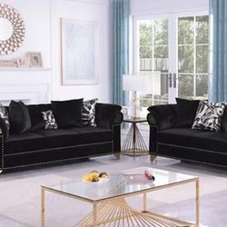 Gold And Black Velvet Sofa Loveseat 