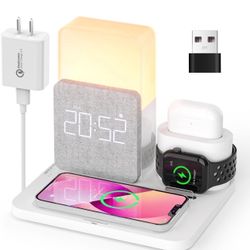  COLSUR Wireless Charging Station, 3 in 1 Charging Station, Alarm Clock with Wireless Charger, iPhone 12/13/14/15/16 Pro/ 17 Pro / 13 Mini/13 P