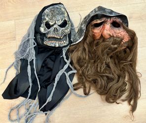 2-Piece Scary Halloween Mask Set – Skull & Bearded Character