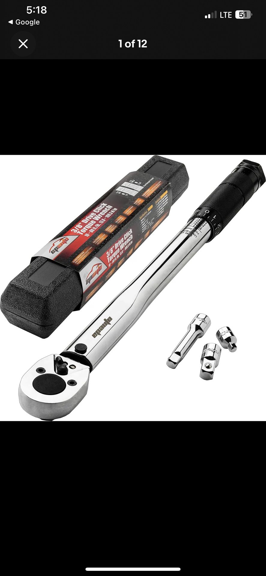 EPAuto 3/8-Inch Drive Click Torque Wrench (10-80 ft.-lb. / 13.6-108.5 Nm) 