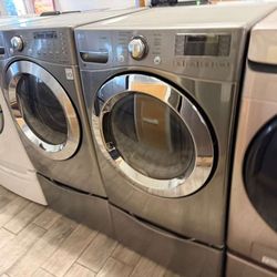 LG stainless steel frontload washer and dryer set electric with warranty