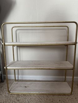 3 Tier Wood Metal Wall Shelf W/ Bonus White Shelf 