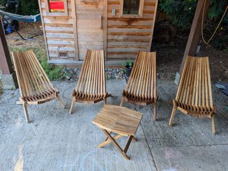 Melino Wooden Folding Chairs and Table
