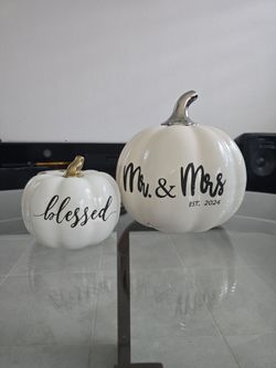 Martha Stewart Mr & Mrs. Est. 2024 Pumpkin Center Pieces
