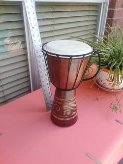Authentic Hand-Carved Wooden 15" Djembe Drum