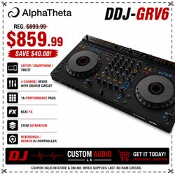 AlphaTheta DDJ Series DDJ-GRV6 4-Channel Controller Rekordbox Serato Mixer GRV6 🚨 Payment Options Available 🚨 No Credit Needed 🚨