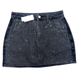 Windsor Denim Skirt Medium Black Rhinestones All Over Bedazzled New with Tags