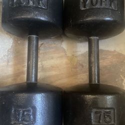 75lbs York Roundhead Dumbbells 