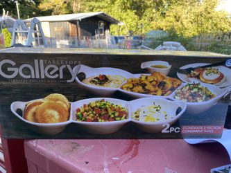 Tabletop Gallery - 2 pc Stoneware 3 Section Condiment Tray