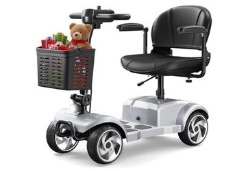 New - 20 Miles 4 Wheel Mobility Scooters for Seniors and Adults, 6.2 MPH, Silver Foldable Electric Scooter, Compact Heavy Duty Mobile for Cruise Trave