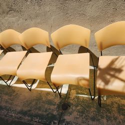 Vintage Fixture Furn. Black Metal & Brown Plastic Office Chairi