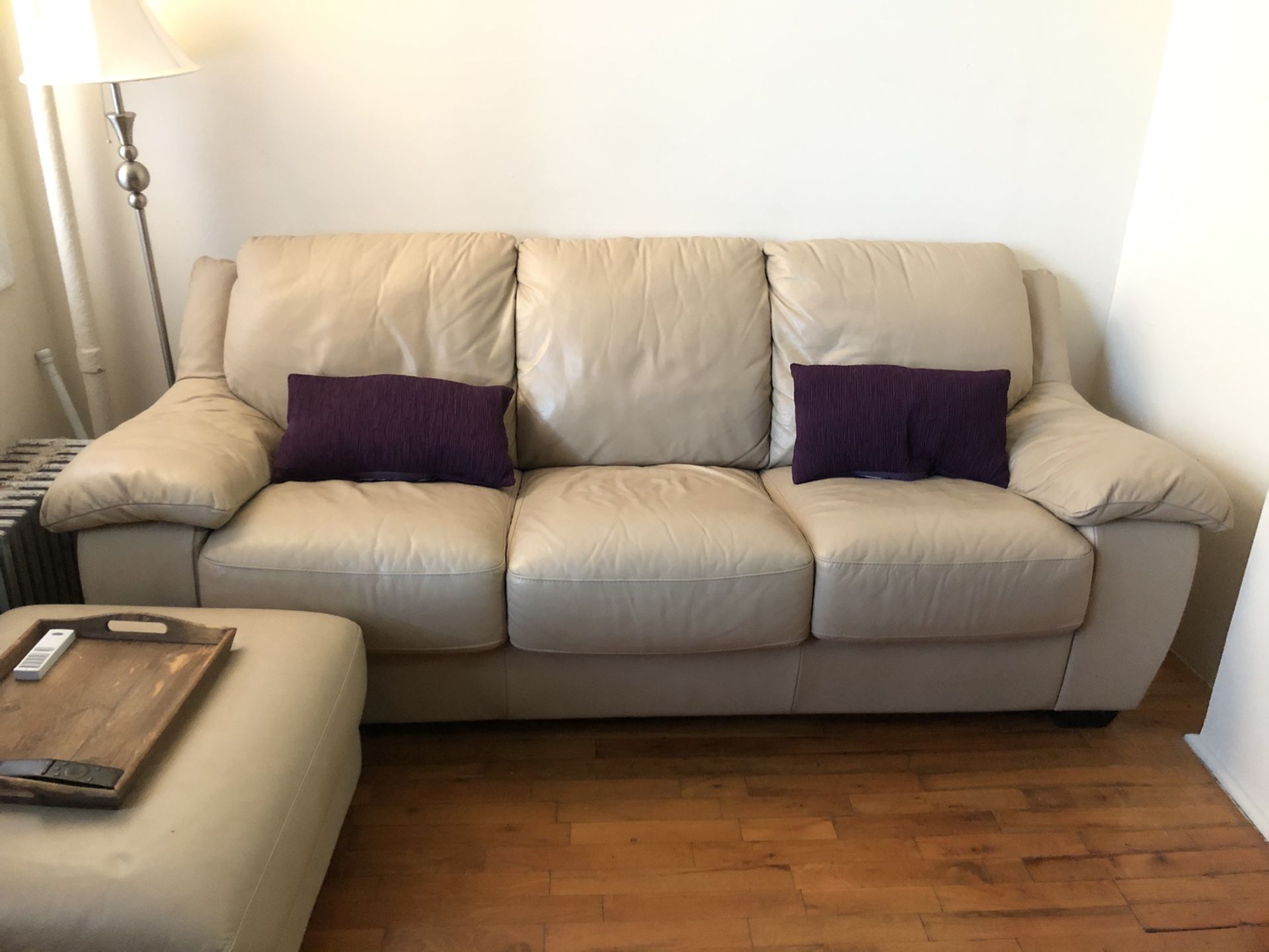 Free leather sleeper sofa and ottoman