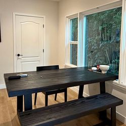 Dining Table Black Wood 