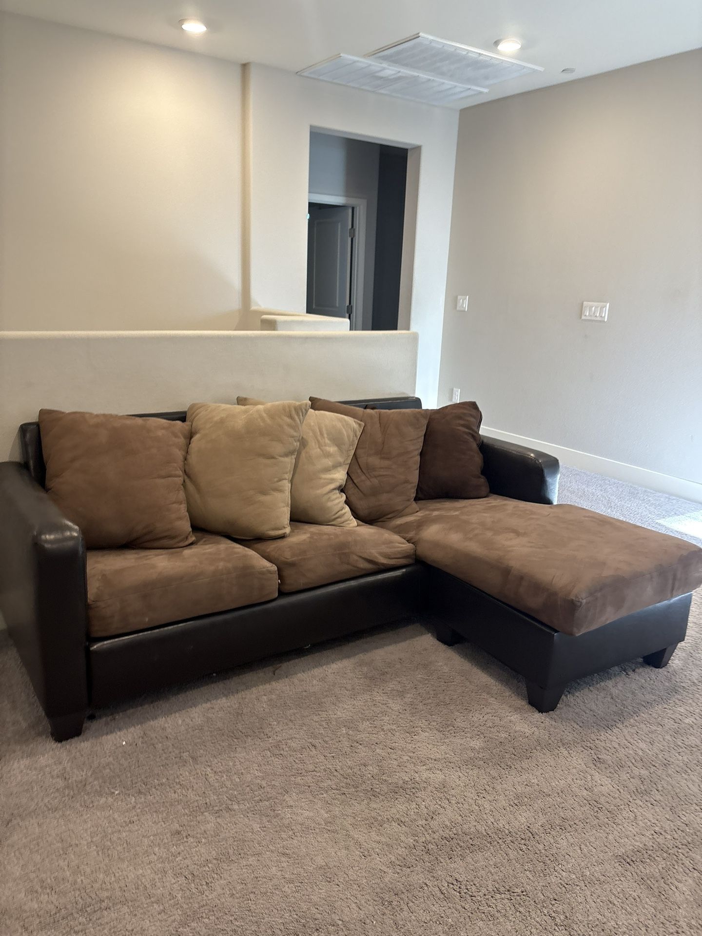 Brown Sectional Sofa with Chaise – Good Condition