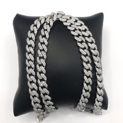 925 Sterling Silver 16CT MOISSANITE Cuban Link Chain men’s Necklace Size 20”