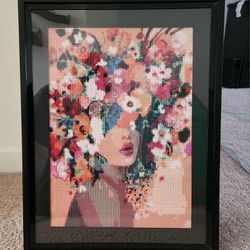 Flower Girl with Pink Background Framed Diamond Painting