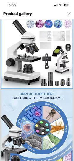 Brand New Compound Microscope for Adults & Students, White 100X-2000X High-Power, Biological Microscope, School Lab & Home Education, with Slides Set