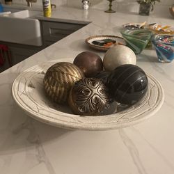 Beautiful bowl with ornamental fall decorations