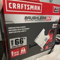 CRAFTSMAN Large Leaf Blower V20 Brushless RP 20Volt Max 410 CFM 110 MPH(Battery And Charger Included)