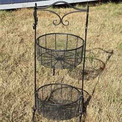 Two Tier Metal Basket Stand
